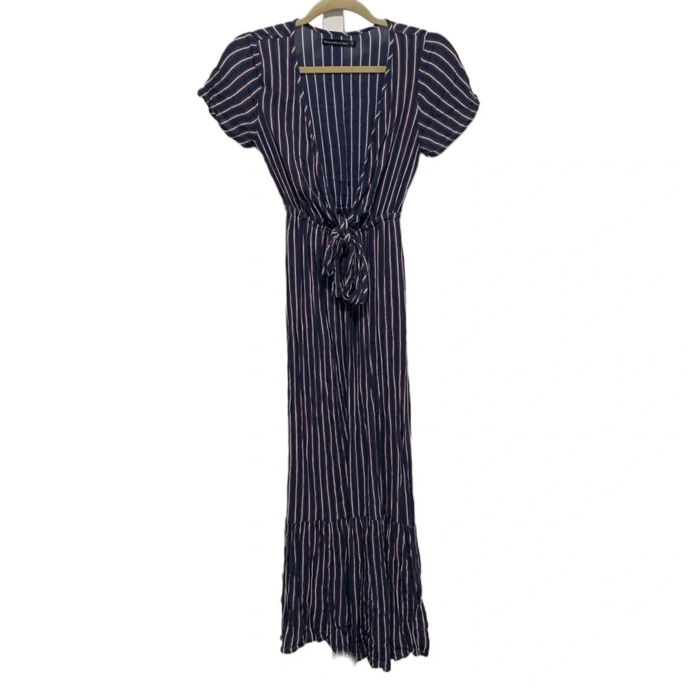 Abercrombie and Fitch Striped Knot Front Maxi Dress